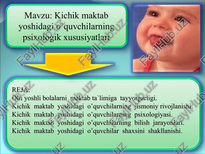 kichik maktab yoshidagi o’quvchilarning psixologik xususiyatlari — PPT