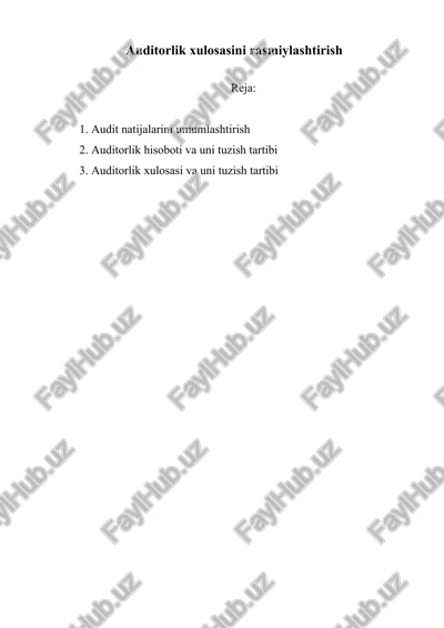 auditorlik xulosasini rasmiylashtirish — DOCX