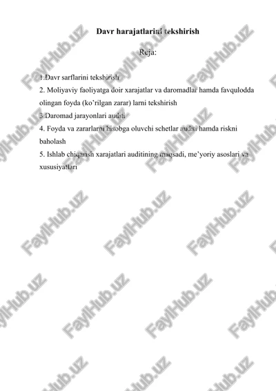 davr sarflarini tekshirish — DOCX