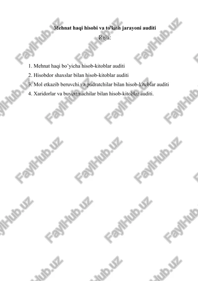 mehnat haqi hisobi va to'lash jarayoni auditi — DOCX