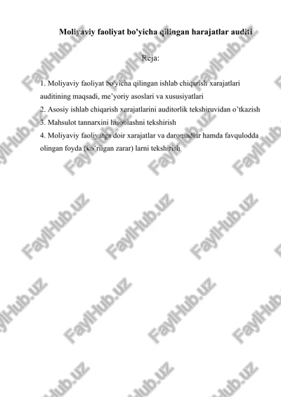 moliyaviy faoliyat bo'yicha qilingan harajatlar auditi — DOC