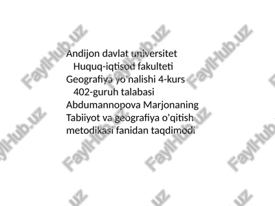 tabiiyot va geografiya o'qitish metodikasi — PPTX