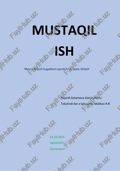 matnli hujjatlarni yaratish va qayta ishlash — DOCX