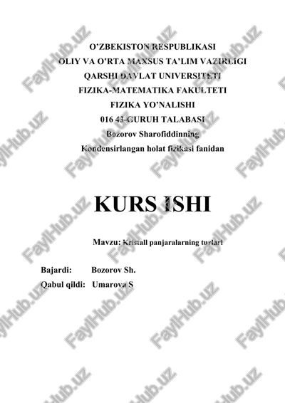 kristall panjaralarning turlari — DOCX