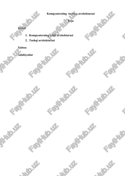 kompyuterning tarmoq arxitekturasi — DOCX