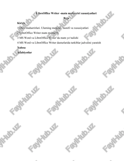 libreoffice writer - matn muharriri xususiyatlari — DOCX