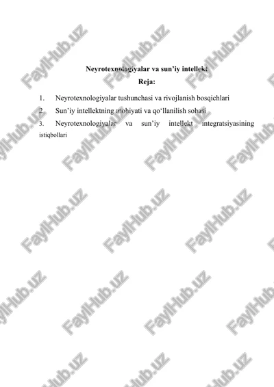 neyrotexnologiyalar va sun’iy intellekt — DOCX