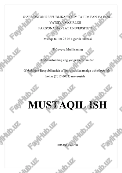 o'zbekiston respublikasida ta’lim soxasida amalga oshirilgan islohotlar (2017-2021) — DOCX