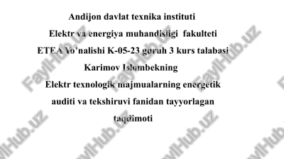 energiya boshqaruv va audit taqdimoti — PPTX