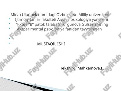 fexner biografiyasi va psixologik formulasi — PPTX