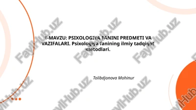 psixologiya fani — PPTX