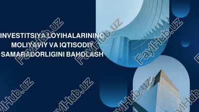 investitsiya loyihalarining moliyaviy va iqtisodiy samaradorligini baholash — PPTX