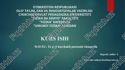 to`g`ri burchakli potensial chuqurlik — PPTX