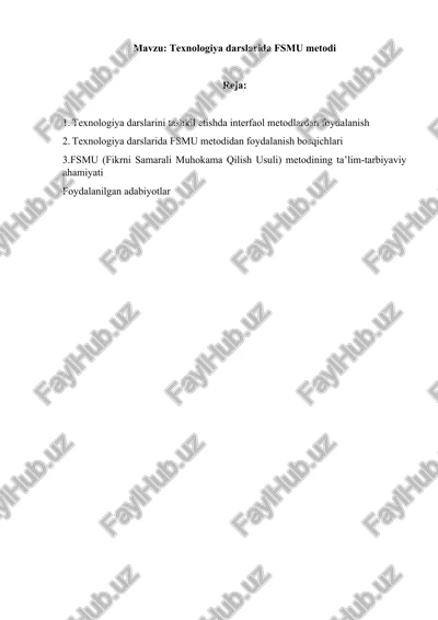 texnologiya darslarida fsmu metodi — DOCX