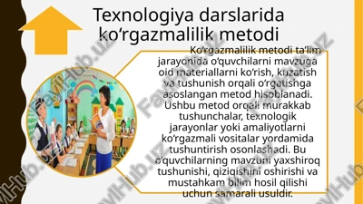 texnologiya darslarida ko‘rgazmalilik metodi — PPTX