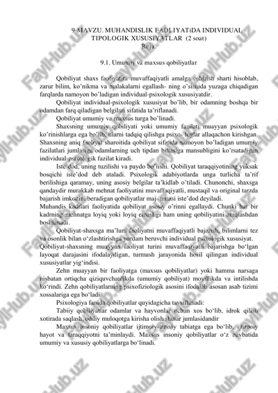 muhandislik faoliyatida individual tipologik xususiyatlar — PDF