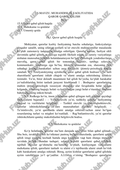 qaror qabul qilish muhokama va qoidalar — PDF