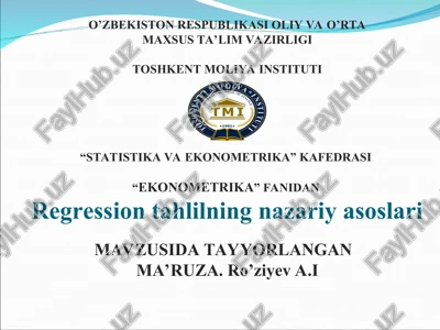 regression tahlilning nazariy asoslari — PPT