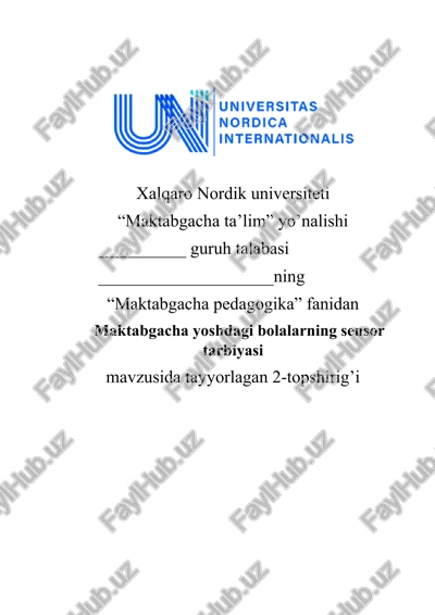 maktabgacha yoshdagi bolalarning sensor tarbiyasi — DOCX