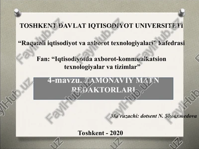 zamonaviy matn redaktorlari — PPT