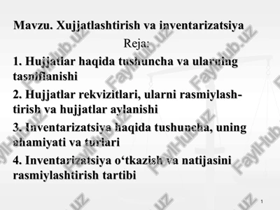 hujjatlashtirish va inventarizatsiya — PPT