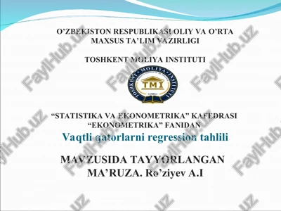 vaqtli qatorlarni regression tahlili — PPT