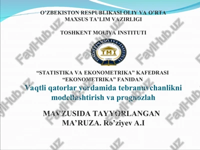 vaqtliqatorlar tendentsiyasini modellashtirish — PPT