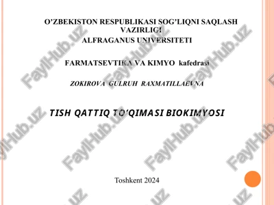 tish qattiq to‘qimasi biokimyosi — PPT