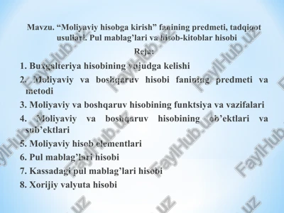 moliyaviy hisobga kirish — PPT