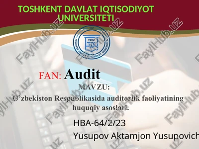 auditorlik faoliyatining huquqiy asoslari — PPT