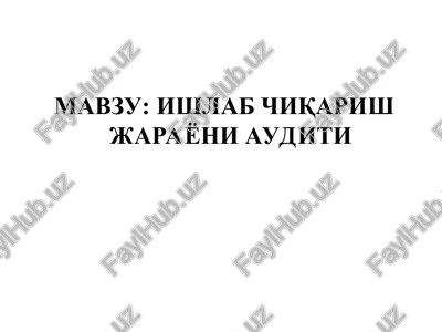 ishlab chiqarish jarayoni auditi — PPT