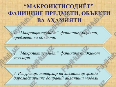 "makroiqtisodiyot" fanining predmeti, ob'ekti va ahamiyati — PPT