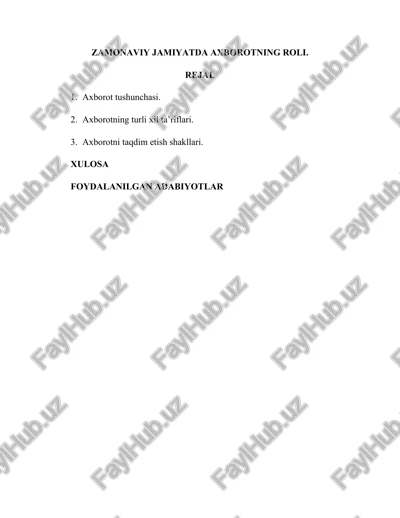 zamonaviy jamiyatda axborotning roli — DOCX