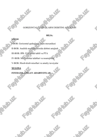 gorizontal quduqlarni debitini aniqlash — DOCX