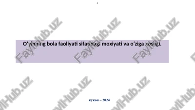 o'yinning bola faoliyati sifatidagi moxiyati va o'ziga xosligi — PPT