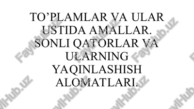 to'plamlar va ular ustida amallar — PPT