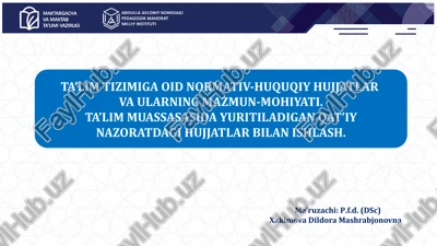 ta’lim tizimiga oid normativ-huquqiy hujjatlarva ularning mazmun-mohiyati — PPTX