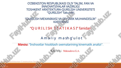 "inshootlar hisoblash sxemalari kinematika analizi" — PPTX