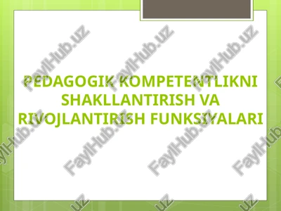 pedagogik kompetentlikni shakllantirish va rivojlantirish funksiyalari — PPTX