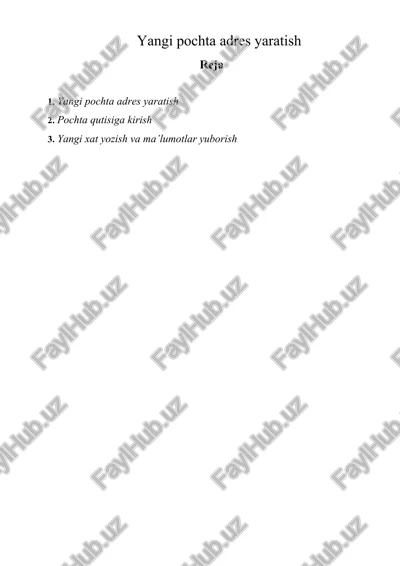 yangi pochta adres yaratish — DOCX
