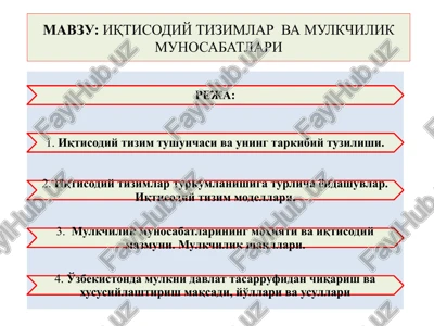 iqtisodiytizimlar va mulkchilik munozaratlari — PPTX