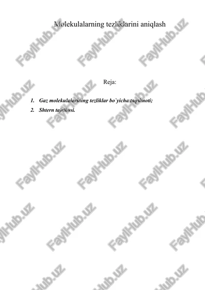 molekulalarning tezliklarini aniqlash — DOC