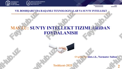 sun’iy intellekt tizimlaridan foydalanish — PPTX