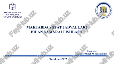 maktabda shtat jadvallari bilan samarali ishlash — PPTX