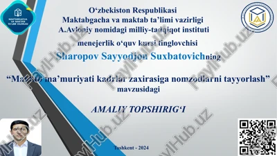 "maktabma’muriyati kadrlar zaxirasiga nomzodlarni tayyorlash" — PPTX