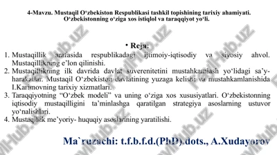 mustaqil o‘zbekiston respublikasi tashkil topishi — PPTX