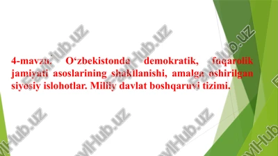 o‘zbekistondagi demokratik fuqarolik jamiyati asoslarining shakllanishi — PPTX