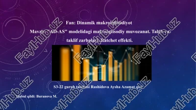ad-as modelidagi makroiqtisodiy muvozanat. talab va taklif zarbalari. ratchet effekti. — PPTX