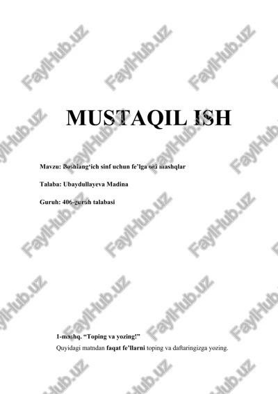 boshlang‘ich sinf uchun fe’lga oid mashqlar — DOCX