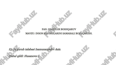 inson resurslarini samarali boshqarish — PPTX